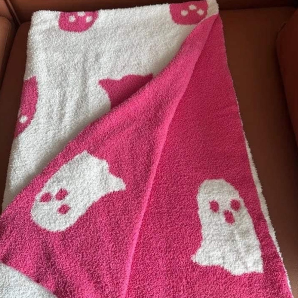 Viral TikTok Pink Ghost Blanket 60x40 Halloween Double-sided